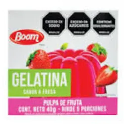 Gelatina Sabor A Fresa De La Marca Boom, 40 Gramos.