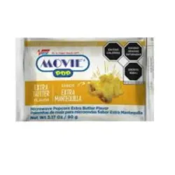 Palomitas de maíz para microondas, de la marca Movie Pop,sabor Extra Mantequilla, 90 gr.
