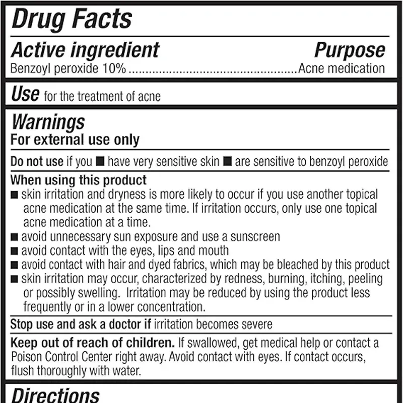 Limpiador facial para acné, control diario, máxima fuerza, 10% de peróxido de benzoílo, 5 onzas