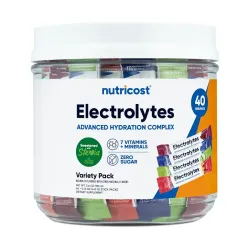 Nutricost Complejo de electrolitos, paquete variado saborizado, 40 paquetes de palitos - Complejo de hidratación avanzada