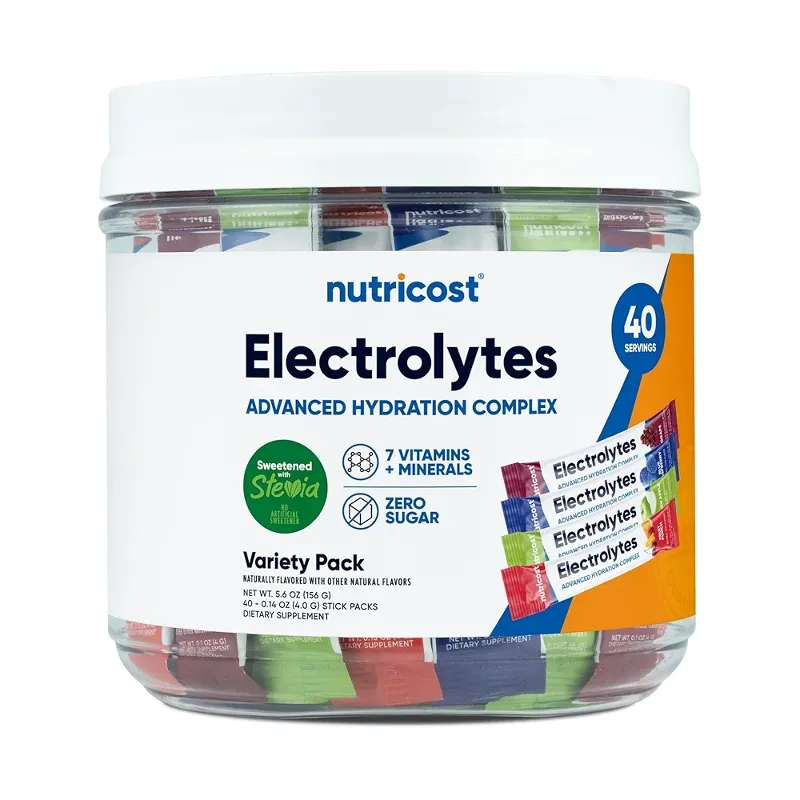 Nutricost Complejo de electrolitos, paquete variado saborizado, 40 paquetes de palitos - Complejo de hidratación avanzada