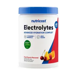 Nutricost Polvo complejo de electrolitos (60 porciones, ponche de frutas) - Suplemento de hidratación Mezcla de bebidas con vitaminas y minerales.