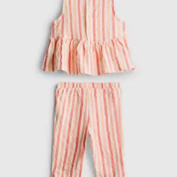 Conjunto Naranja de rayas