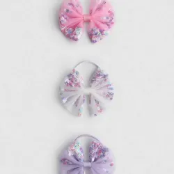 Pack de 3 gomas de pelo con lazo de lentejuelas