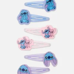 Paquete de 6 pinzas para el cabello a presión de Stitch de Disney".