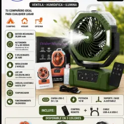 Ventilador recargable con rociador