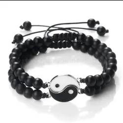 Pulseras de perlas con dijes de ying yang 