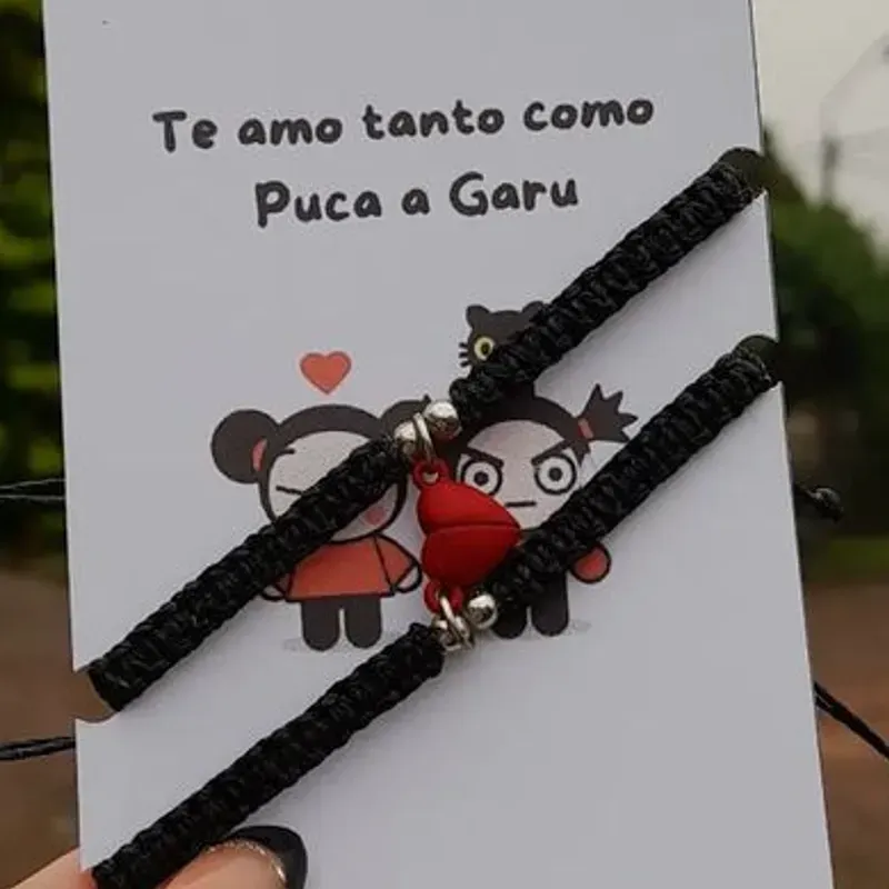 Pulseras Tejidas con corazon imantado 