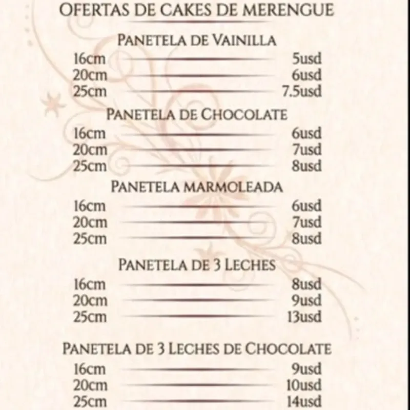 Precios de los Cake