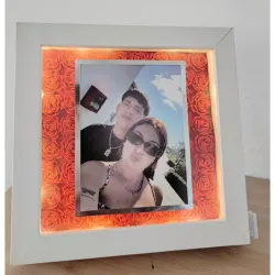 Cuadro con luces y flores 3d