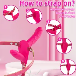 Arnés Doble Dildo Vibrador y Carga USB