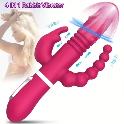 Conejito Vibrador Triple Acción + Telescópico
