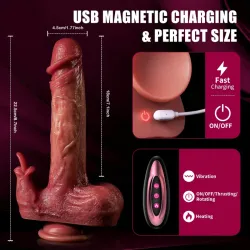 Dildo con Ventosa Vibrador, Estimulador y Telescópico 4 en 1