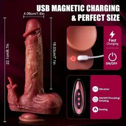 Dildo con Ventosa Vibrador, Estimulador y Telescópico 4 en 1