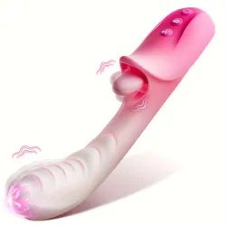 Dildo Rosa 4 en 1 con Lengua y Estimulación Punto G