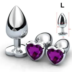 Plug anal de metal con adorno brillante Talla L