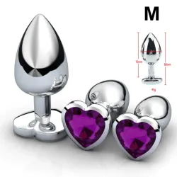 Plug anal de metal con adorno brillante Talla M