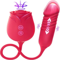 Rose Toy 3 en 1 Edición 2026 | Succionador Clitoridiano, Vibrador de Empuje y Estimulador de Punto G