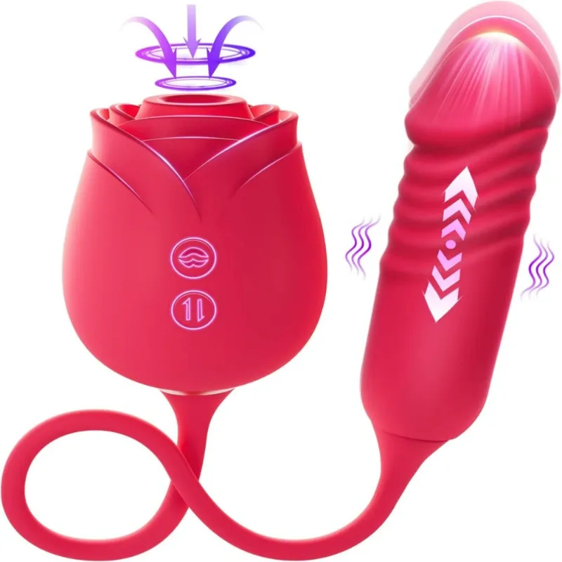 Rose Toy 3 en 1 Edición 2026 | Succionador Clitoridiano, Vibrador de Empuje y Estimulador de Punto G