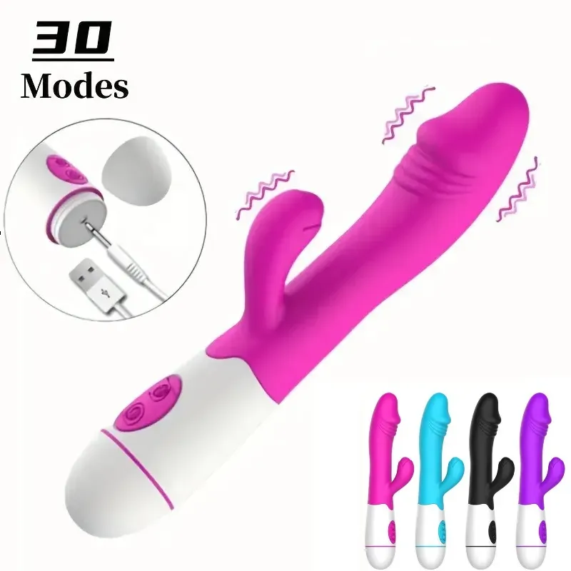 Vibrador de conejito estimulador de clítoris carga USB 30 modos de vibración