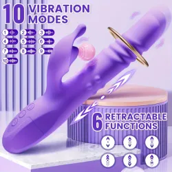 Vibrador Dildo de Empuje Rabbit con Estimulación de Punto G y Clítoris