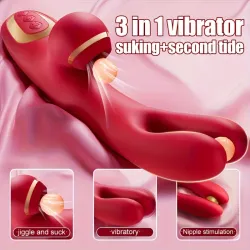 Vibrador Rosa 3 en 1 – Succión, Vibración y Estimulación Completa