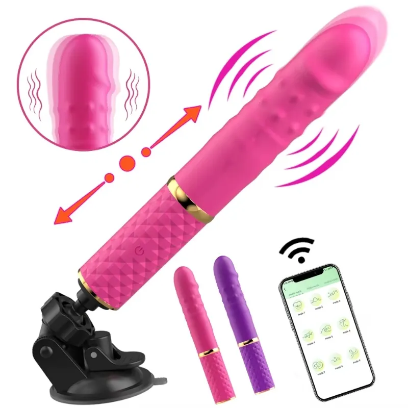 Vibrador Telescópico con Ventosa y Control por App | Estimulador de Punto G