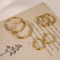 Argollas de acero inoxidable chapadas en oro 18