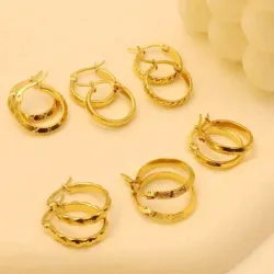 Argollas de acero inoxidable chapadas en oro 18