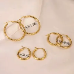 Pendientes de acero inoxidable chapado en oro 18k