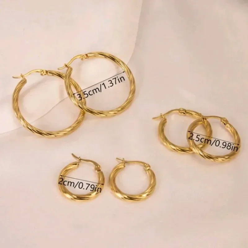 Pendientes de acero inoxidable chapado en oro 18k