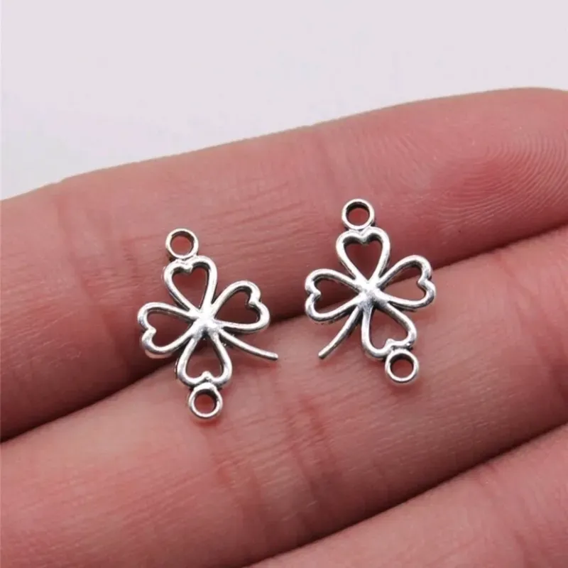 Conector de hoja de trebol plateado