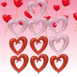 Globos foil en forma de corazón rosa y rojo