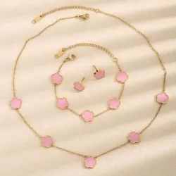Juego de collar, pulsera y pendientes de acero inoxidable