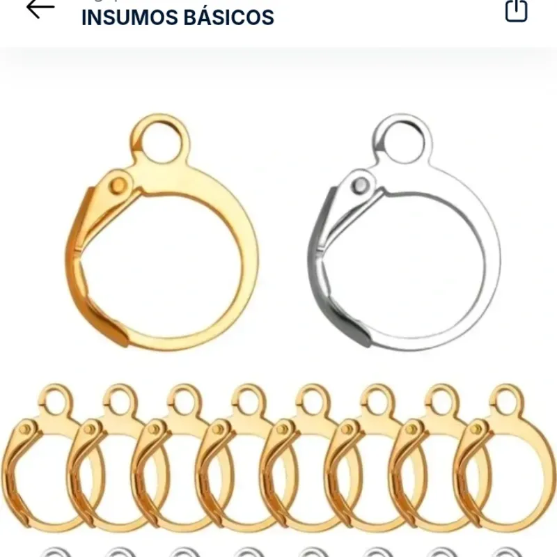 Pareja de enganches para pendientes dorados