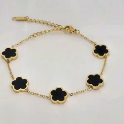 Pulsera de hoja de trébol dorada