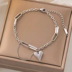 Pulsera plateada de acero inoxidable