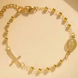 Pulsera  virgen maría dorada de acero inoxidable