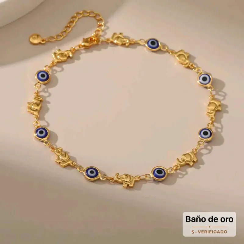 Tobillera de acero inoxidable con un baño de oro