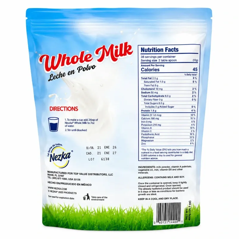 Leche Entera en Polvo Nezka Whole Milk 400 g