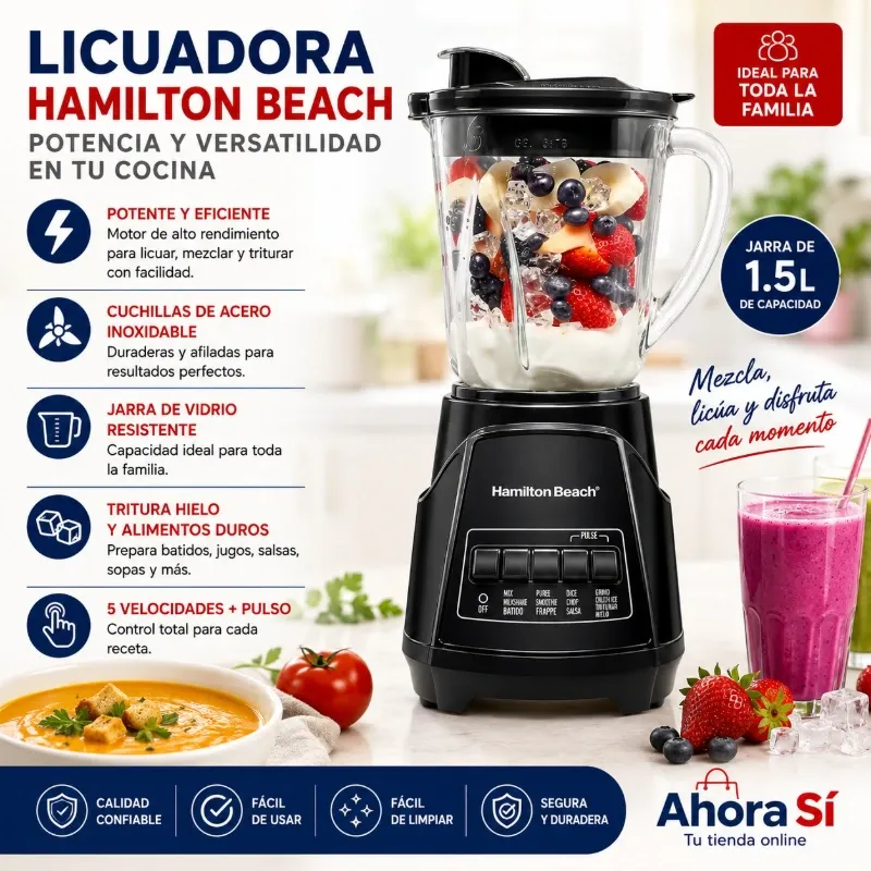 BATIDORA HALMITON BEACH POWER ELITE 700W (VASO CRISTAL)