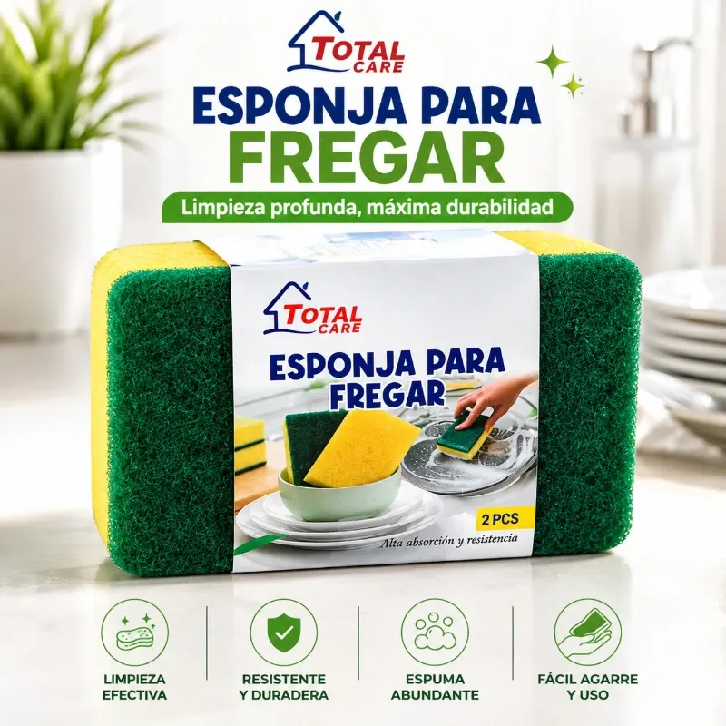 ESPONJA PARA FREGAR C/FIBRA VERDE .(PACK DE 2)