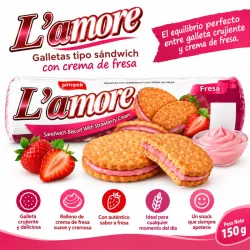 GALLETA L'AMORE CON CREMA DE FRESA 150 GR.