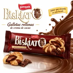 GALLETAS BISKIATO RELLENAS  DE CHOCOLATE 42 GR.