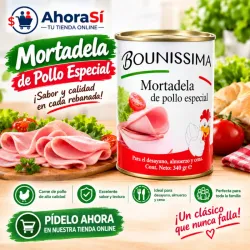 MORTADELA DE POLLO ESPACIAL BOUNISSIMA LATA 340 GR.