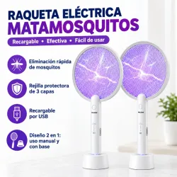 PAREJA RAQUETA ANTIMOSQUITO ULTRAVIOLETA.