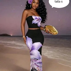 Conjunto de salla negro y malva