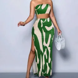 Conjunto de salla talla verde y beich