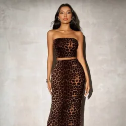 Conjunto de saya de tope leopardo 