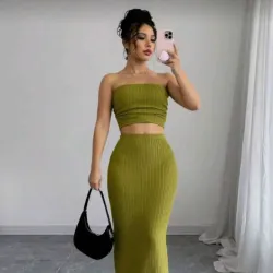 Conjunto de saya de tope verde 